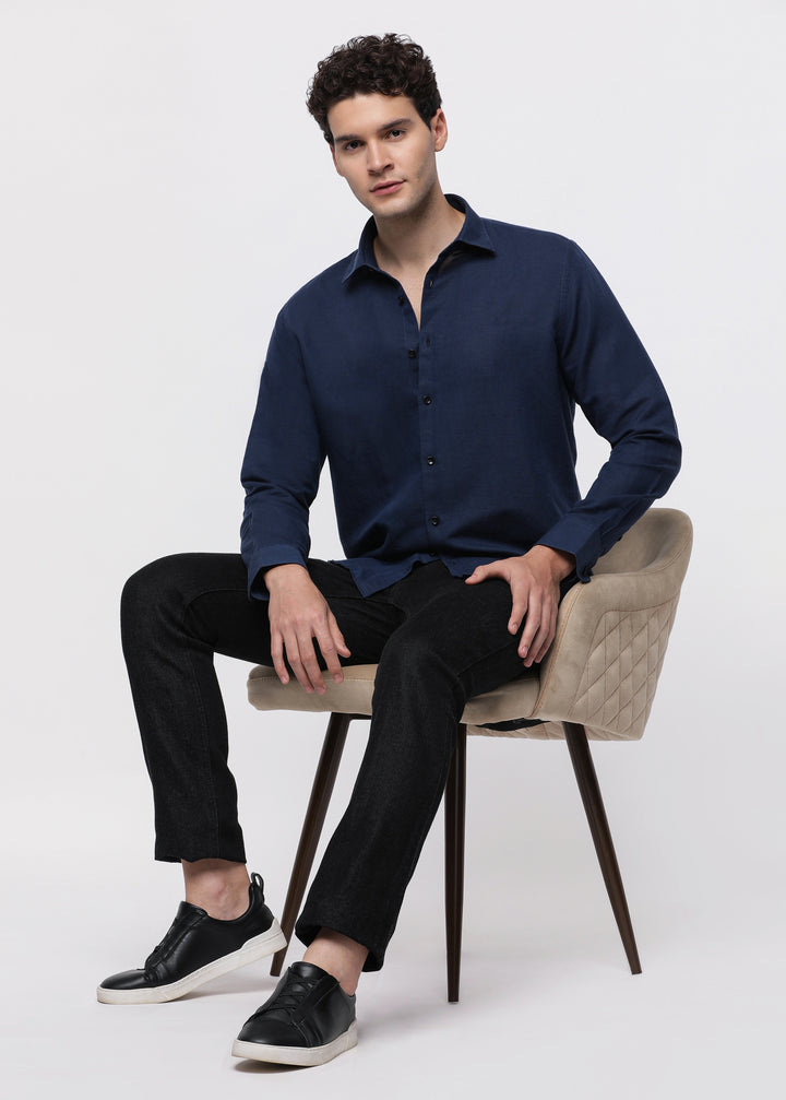 Pure Linen shirt in Navy