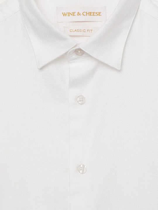 Cotton Dobby Shirt in White - Wine & Cheese