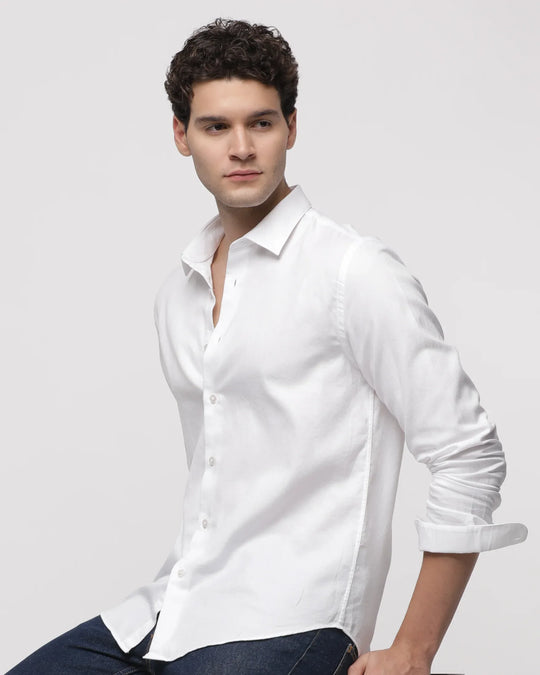 Cotton Dobby Shirt in White - Wine & Cheese