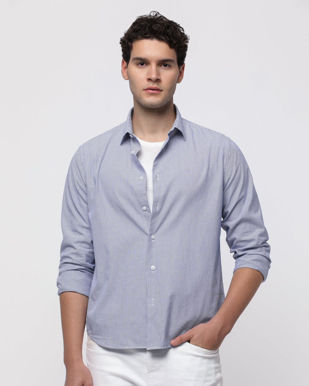 Oxford Striped Shirt in Navy
