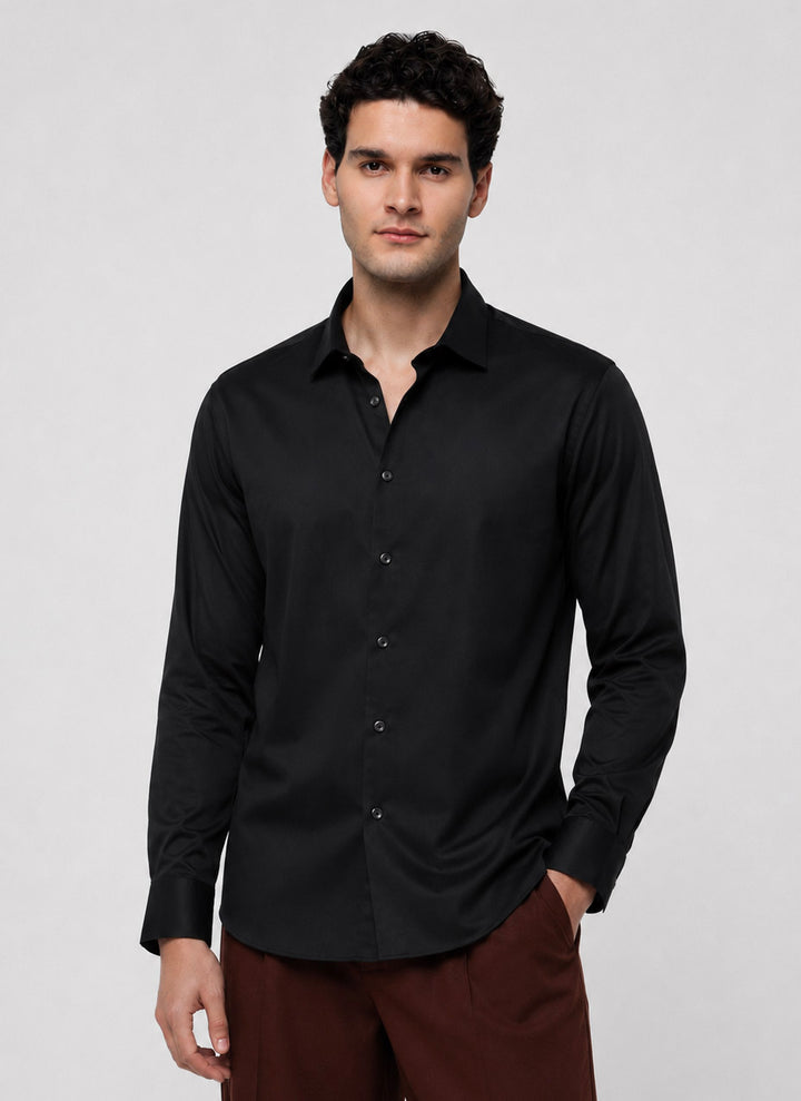 Giza Cotton Shirt in Black