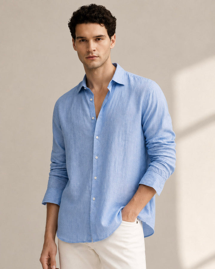 Pure Linen Shirt in Lt. Blue