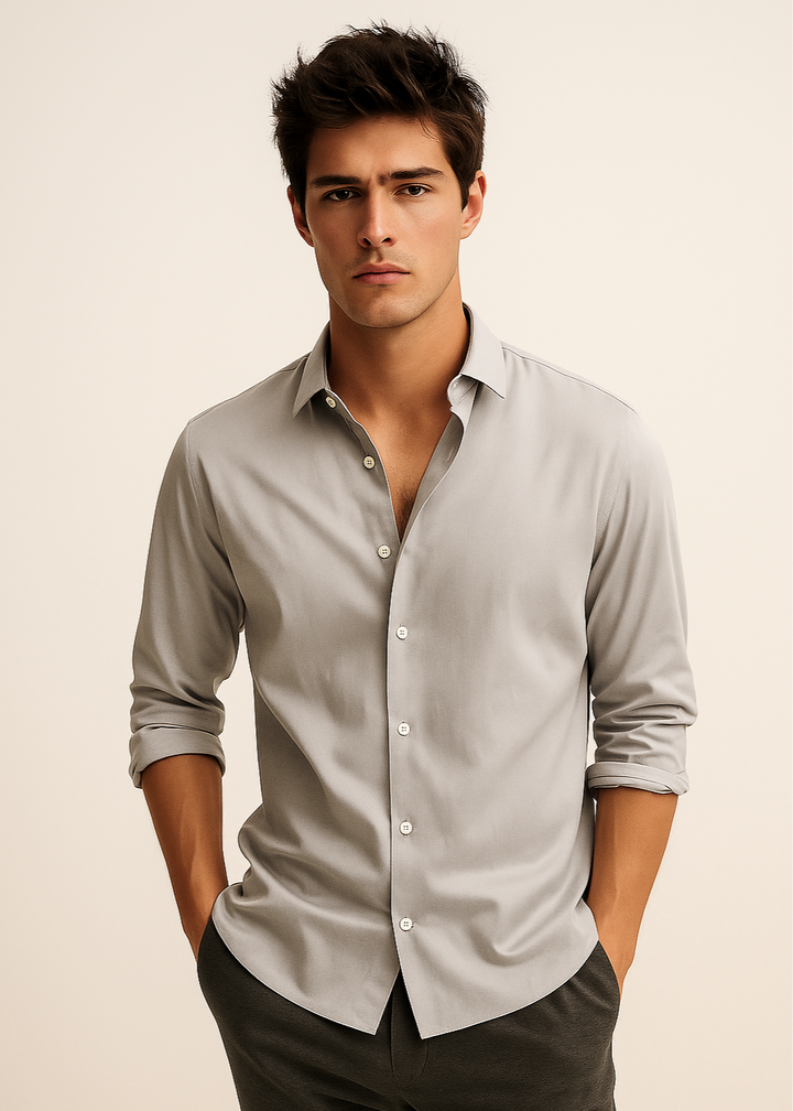 Giza Cotton Shirt in lt. Grey