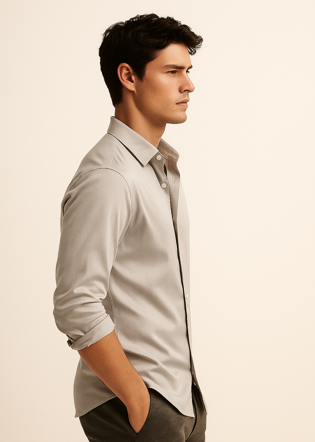 Giza Cotton Shirt in lt. Grey