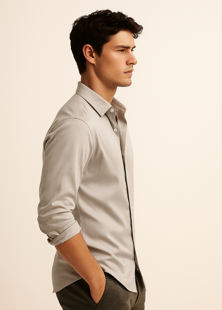 Giza Cotton Shirt in lt. Grey