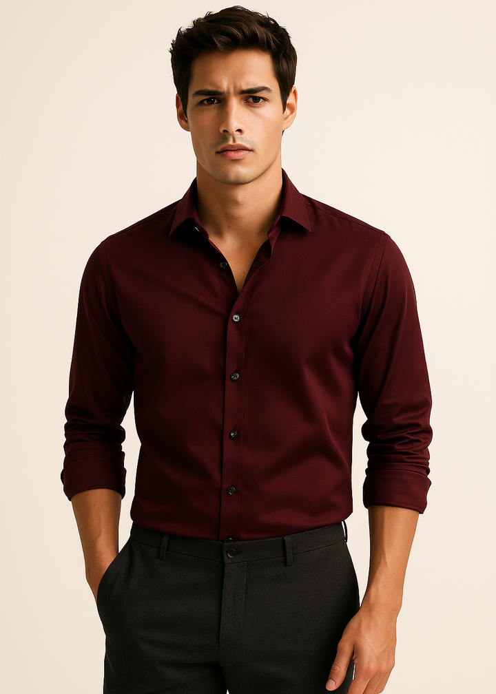 Giza cotton Shirt in Maroon