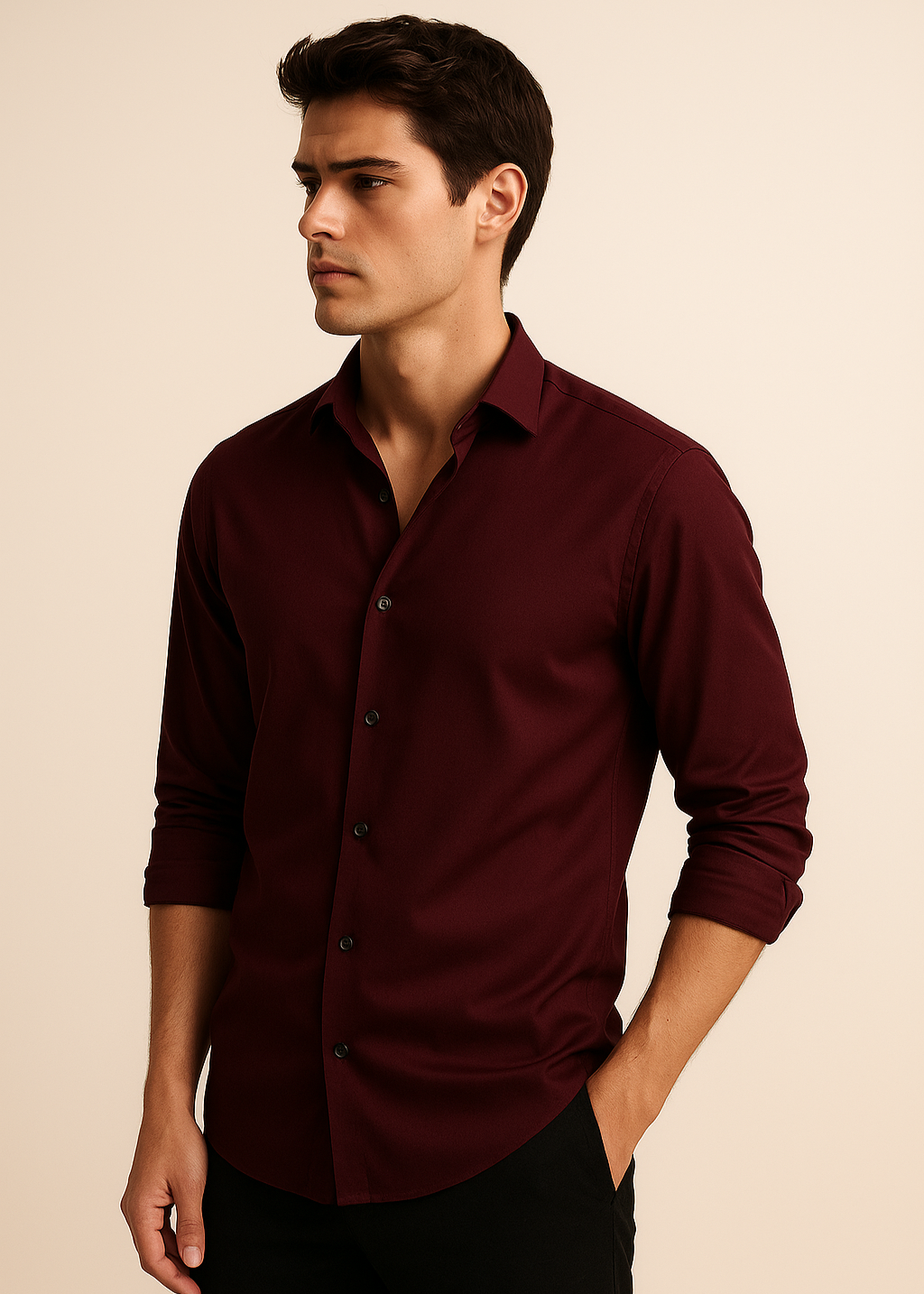 Giza cotton Shirt in Maroon