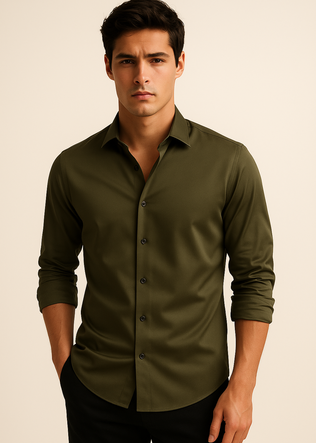 Giza Cotton Shirt in Olive