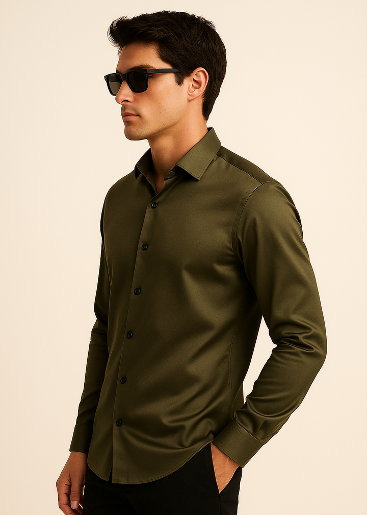 Giza Cotton Shirt in Olive