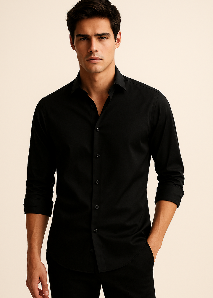 Giza Cotton Shirt in Black