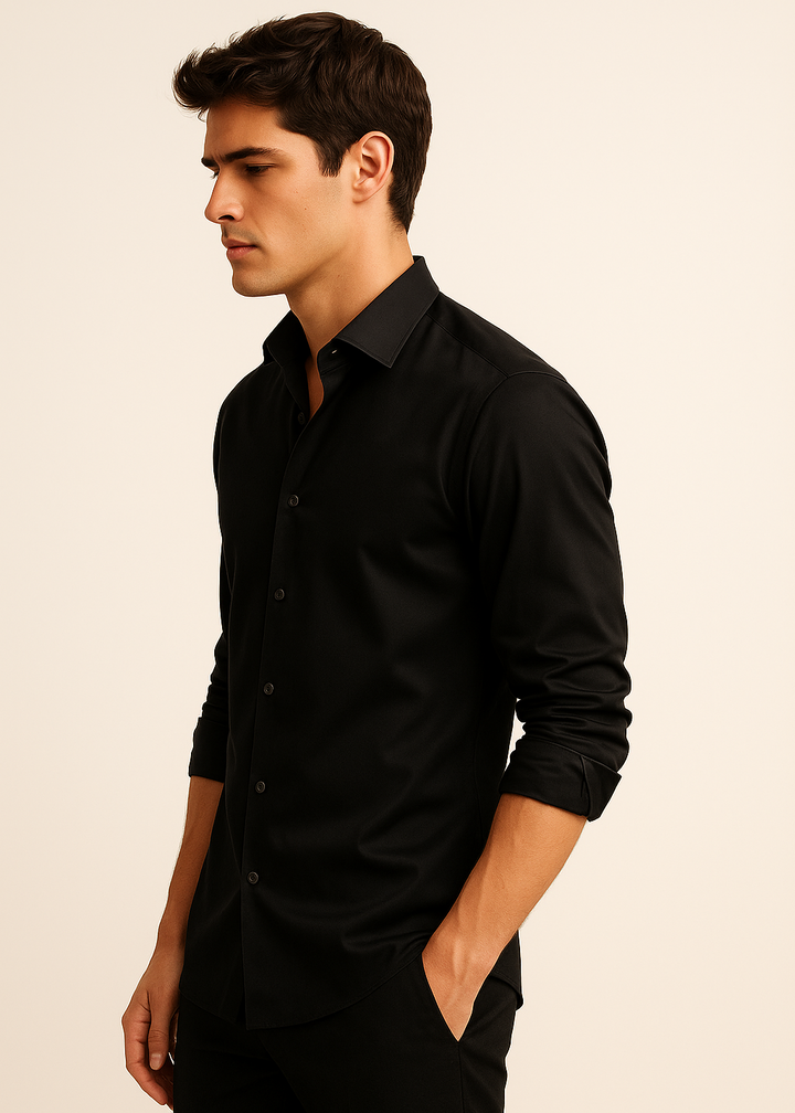 Giza Cotton Shirt in Black