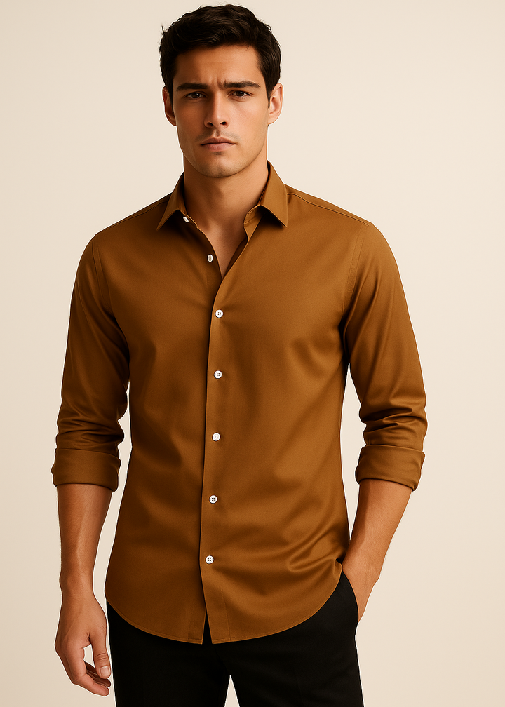 Giza Satin Shirt. in Gold