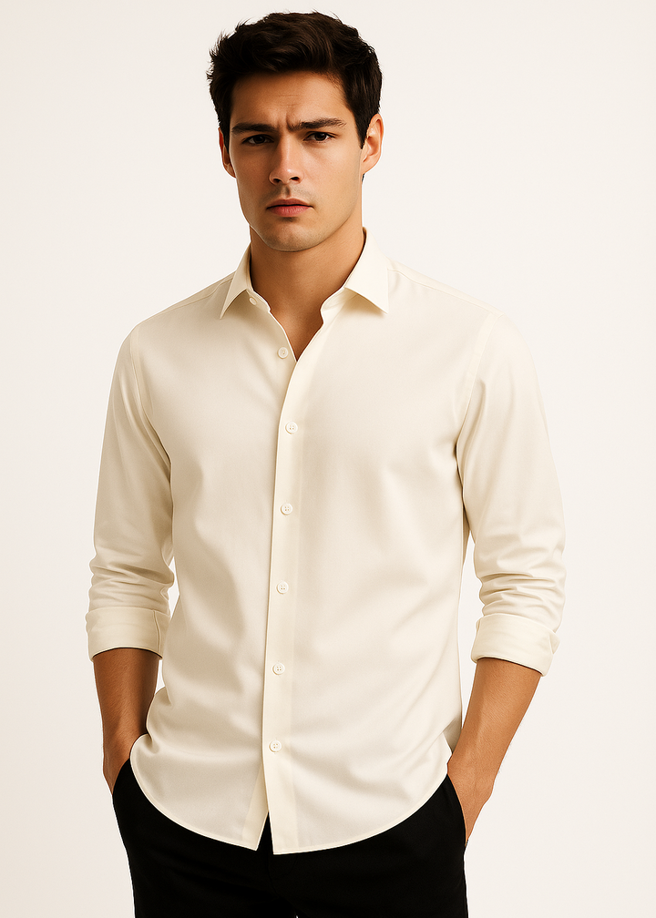 Cotton Stretch shirt in Cream