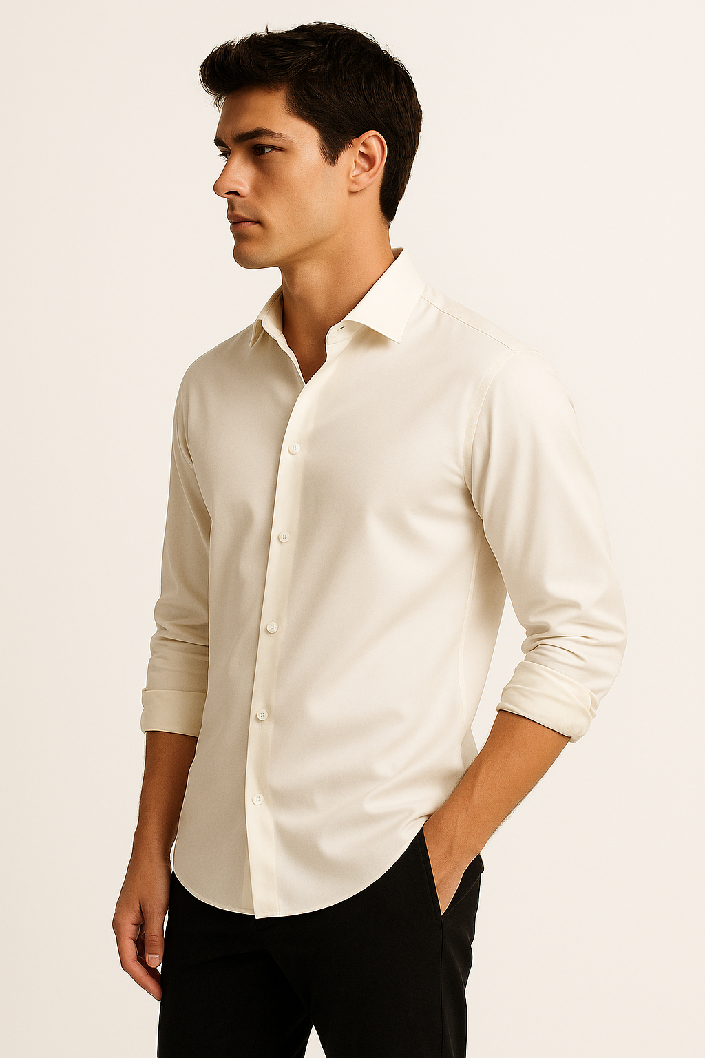 Cotton Stretch shirt in Cream