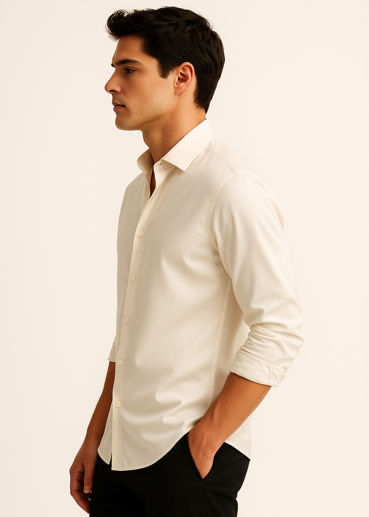 Cotton Stretch shirt in Cream