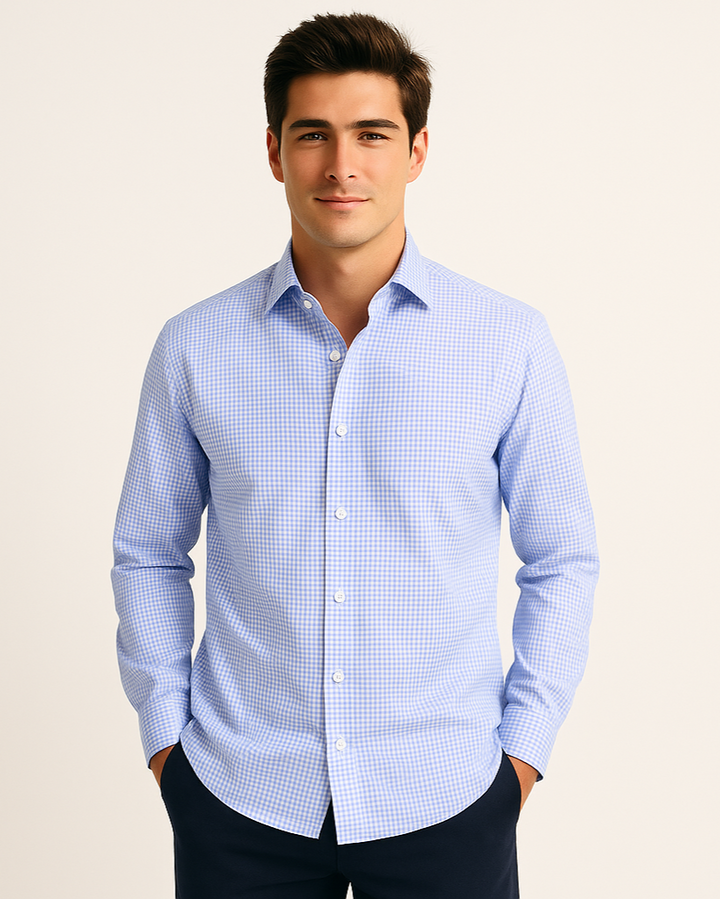 Twill Check Shirt in White
