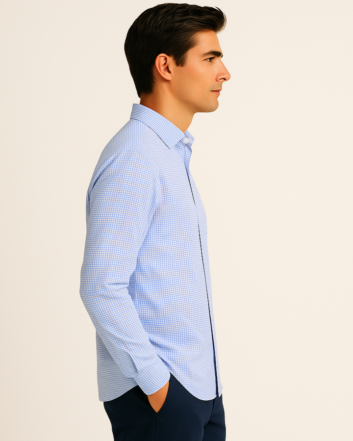 Twill Check Shirt in White
