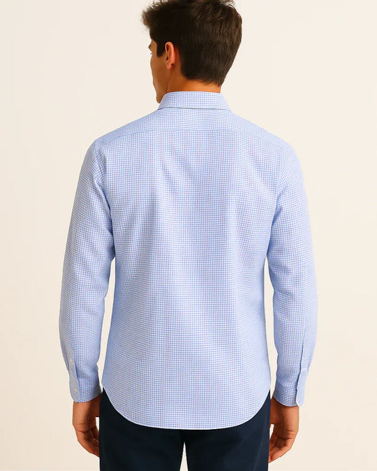Twill Check Shirt in White - Wine & Cheese