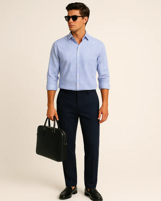 Twill Check Shirt in White - Wine & Cheese