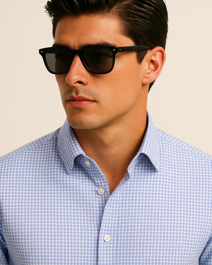 Twill Check Shirt in White