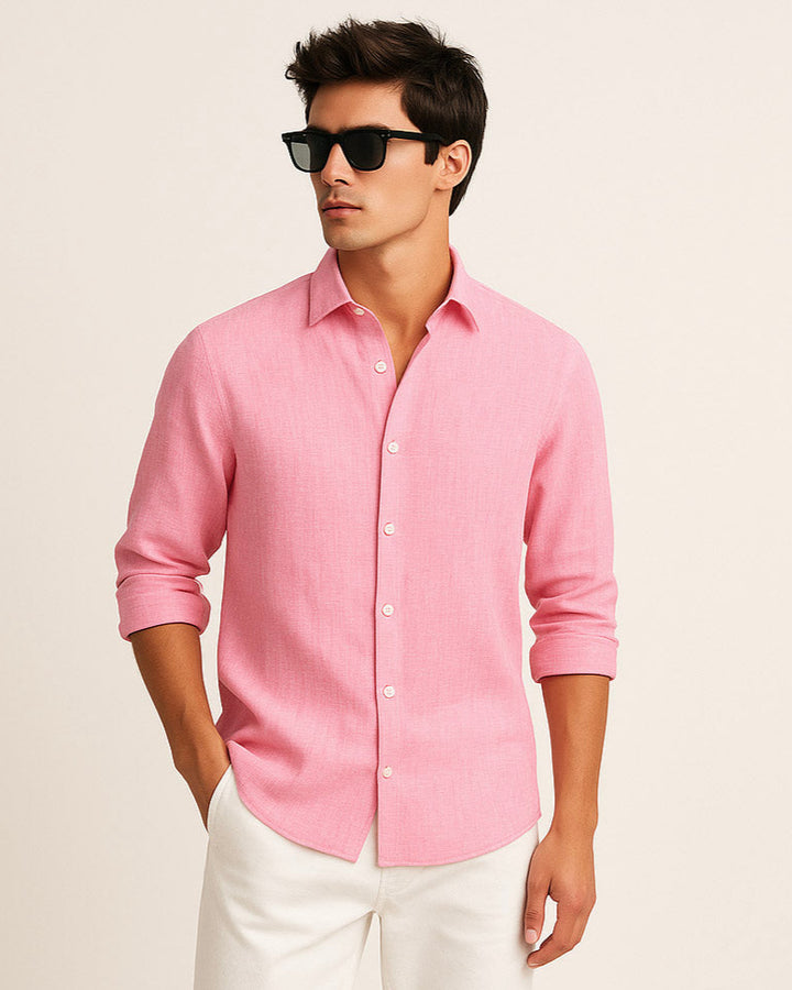 Pure Linen Shirt in Pink
