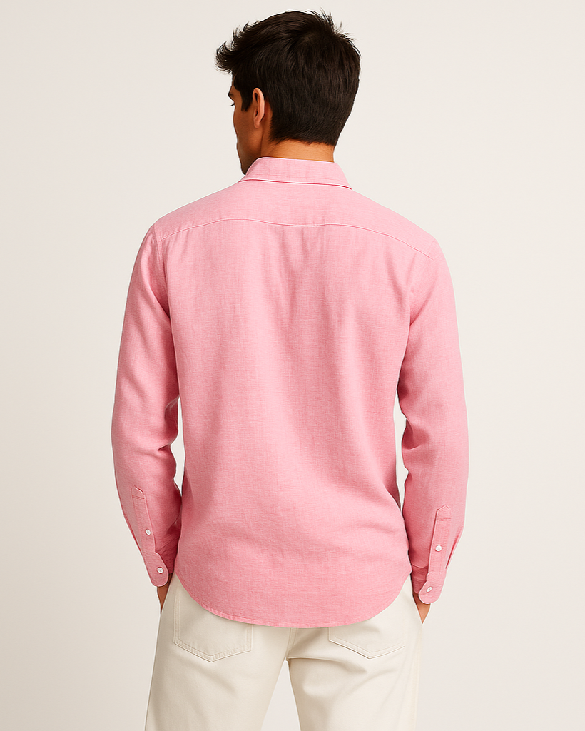 Pure Linen Shirt in Pink