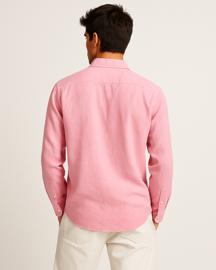 Pure Linen Shirt in Pink