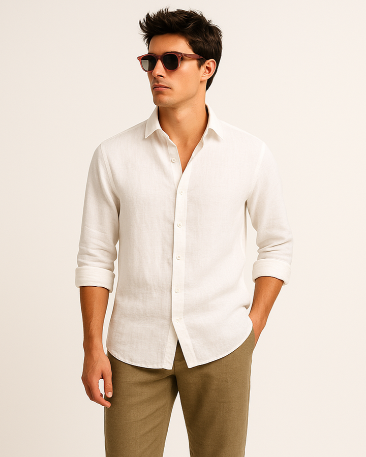 Pure Linen Shirt in White