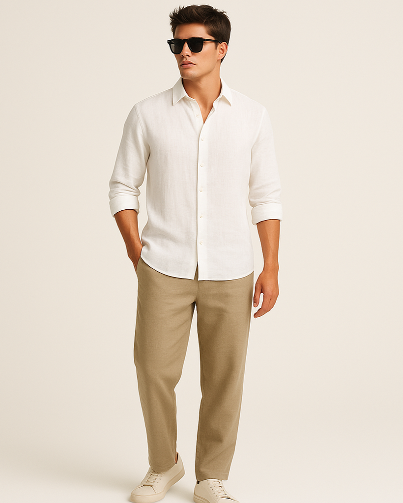 Pure Linen Shirt in White