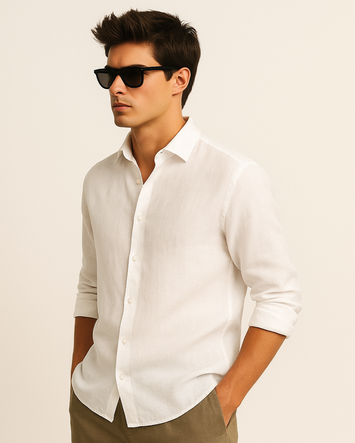 Pure Linen Shirt in White