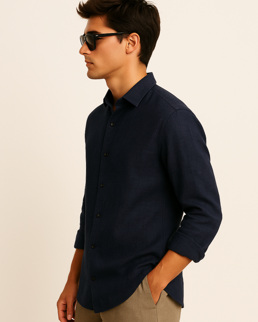 Pure Linen Shirt in Indigo