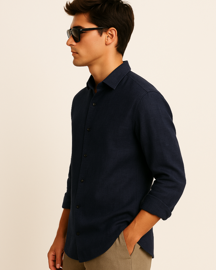 Pure Linen Shirt in Indigo