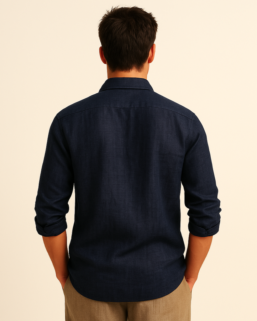 Pure Linen Shirt in Indigo