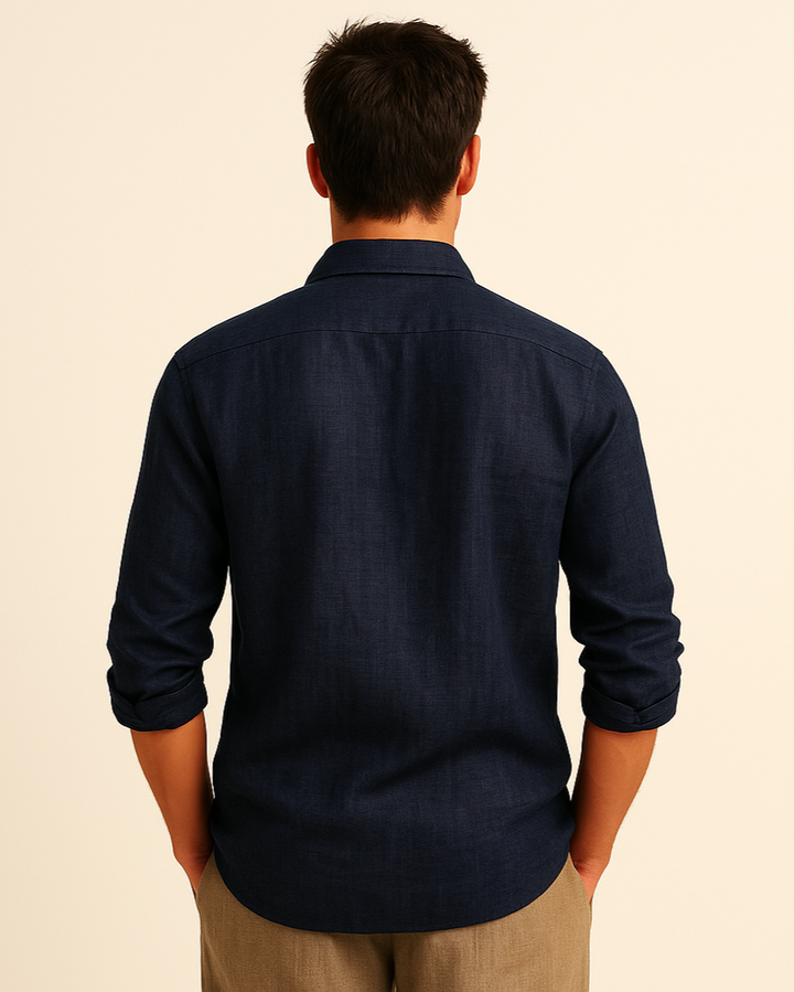 Pure Linen Shirt in Indigo