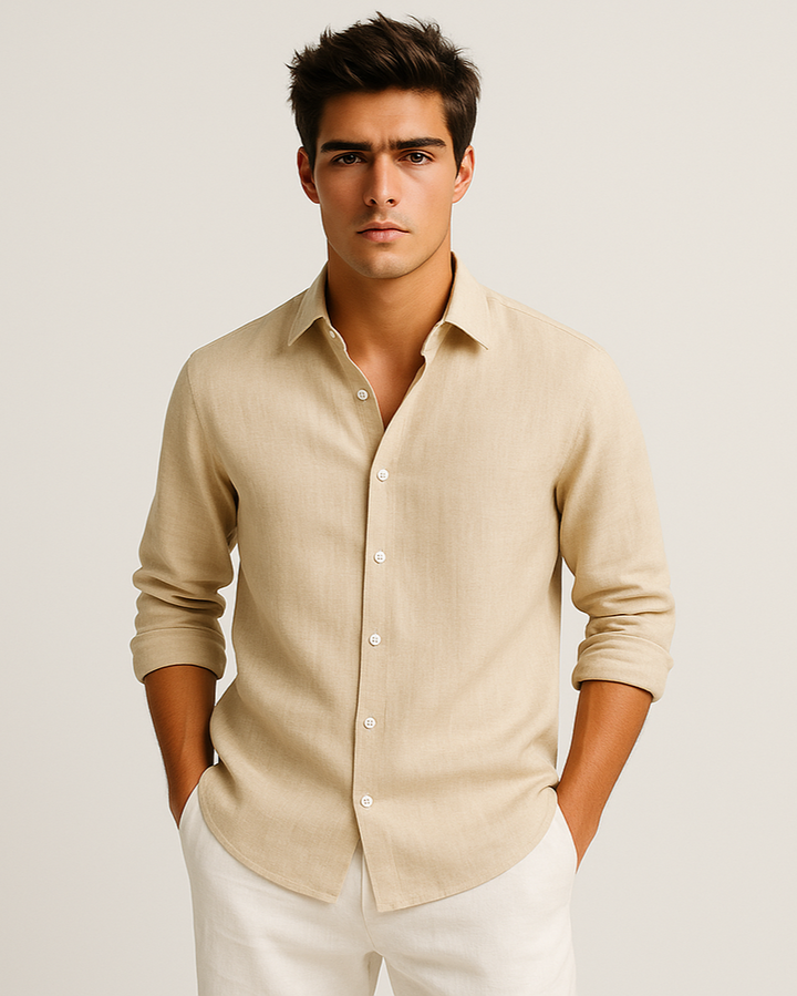 Pure Linen Shirt in Beige