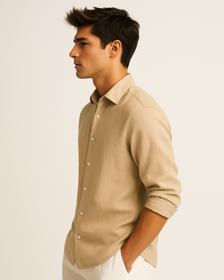Pure Linen Shirt in Beige