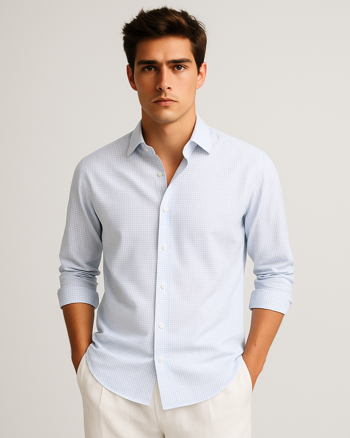 Tonal Check Shirt in Lt. Blue