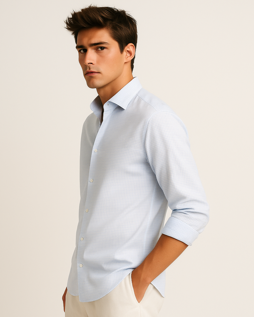 Tonal Check Shirt in Lt. Blue