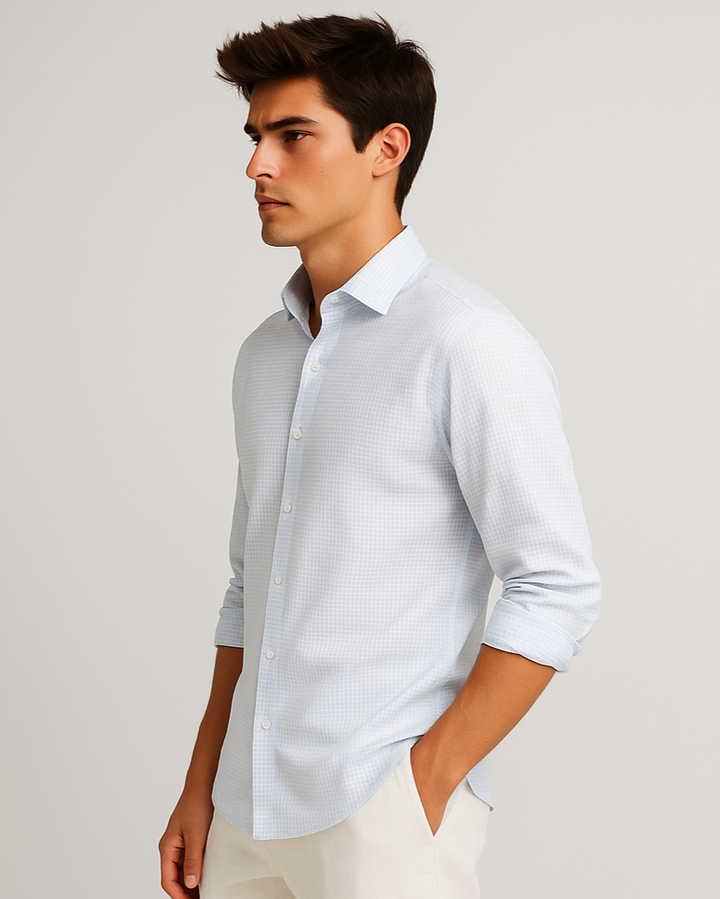 Tonal Check Shirt in Lt. Blue
