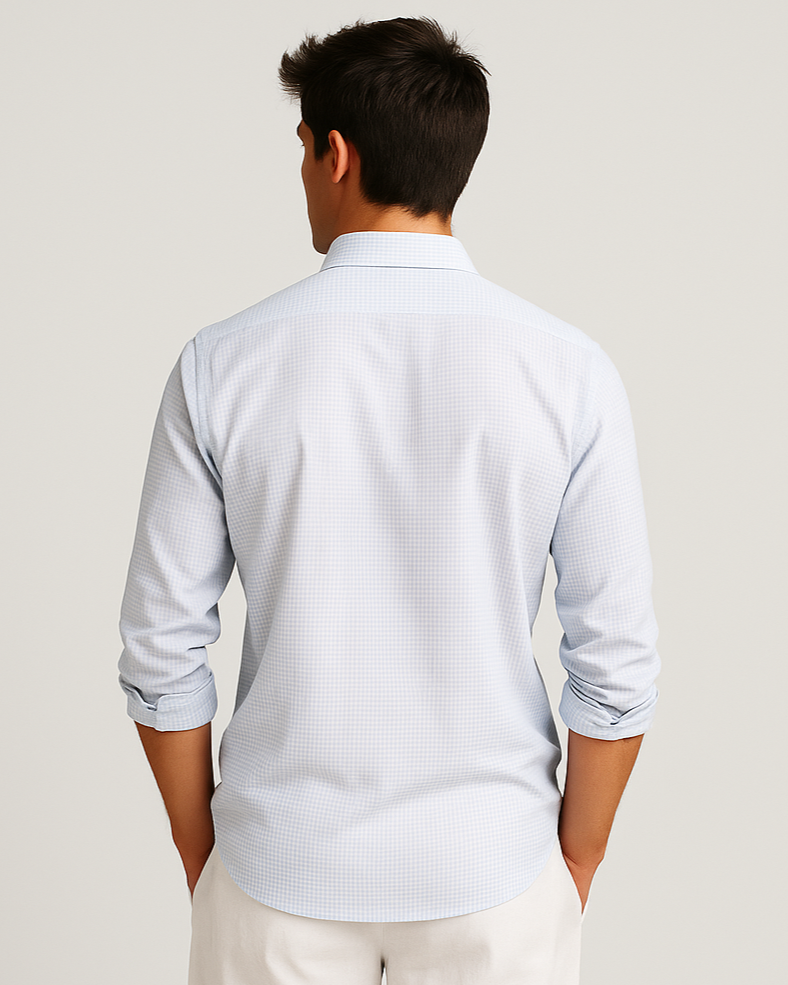 Tonal Check Shirt in Lt. Blue