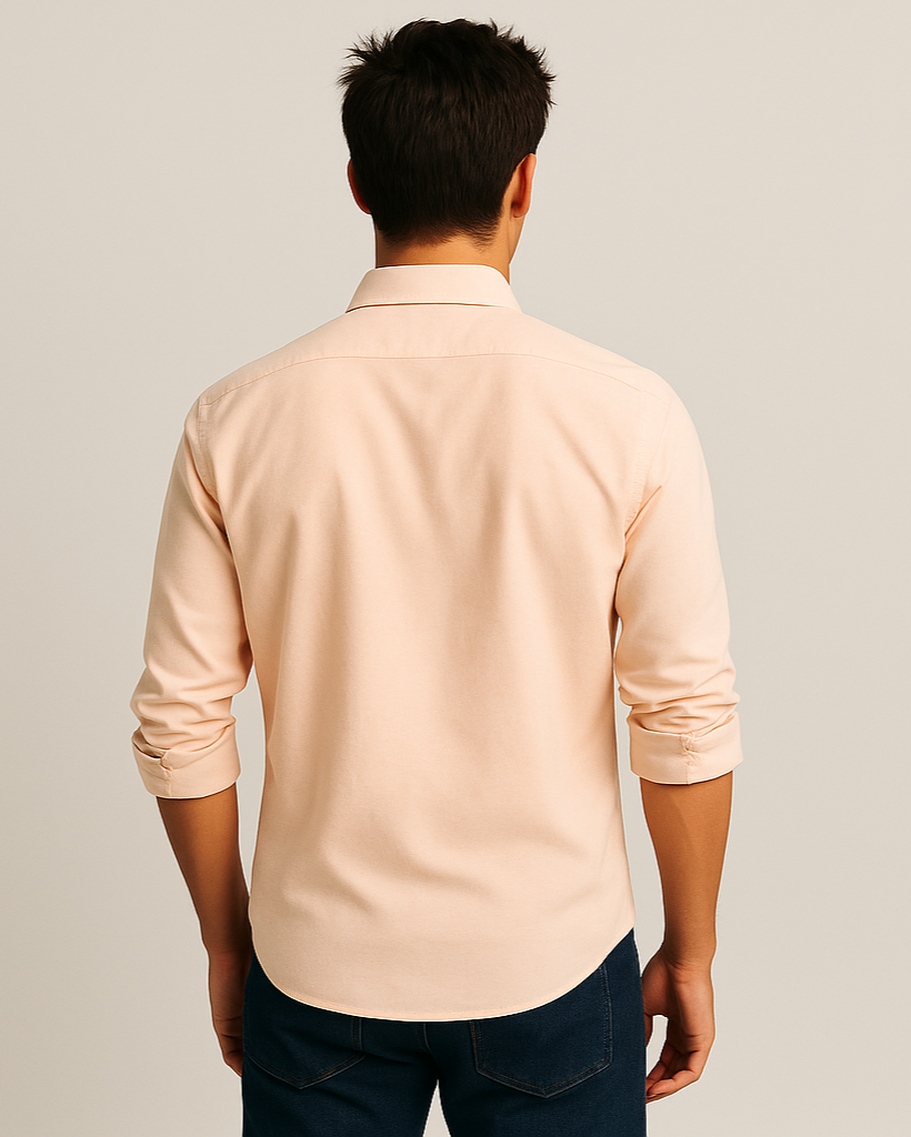 Solid Cotton Shirt in Peach