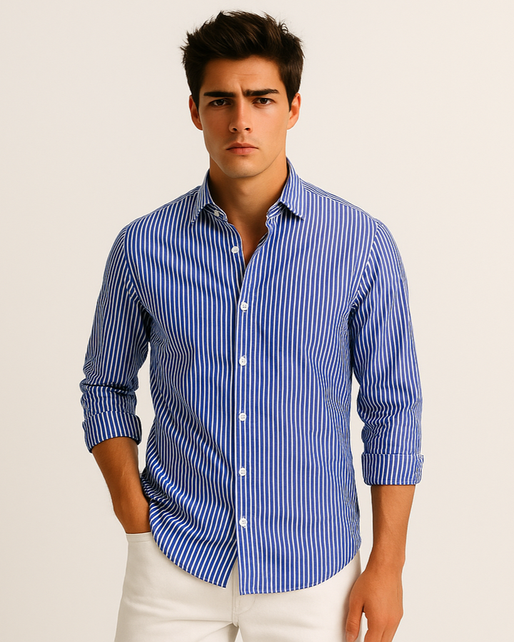 Classic Stripe Shirt in Navy
