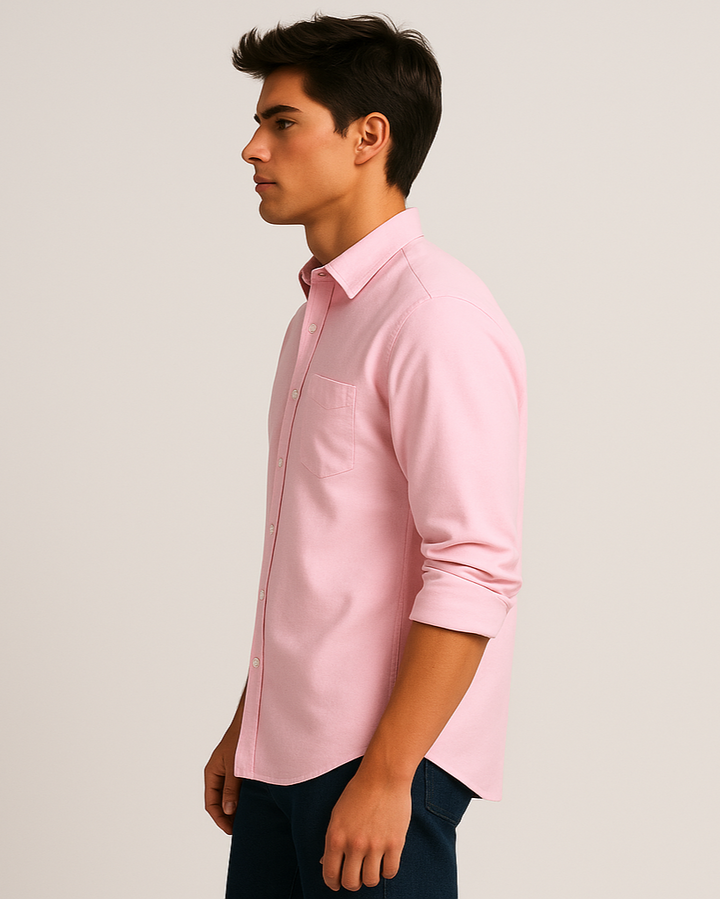 Solid Cotton Shirt in Pink