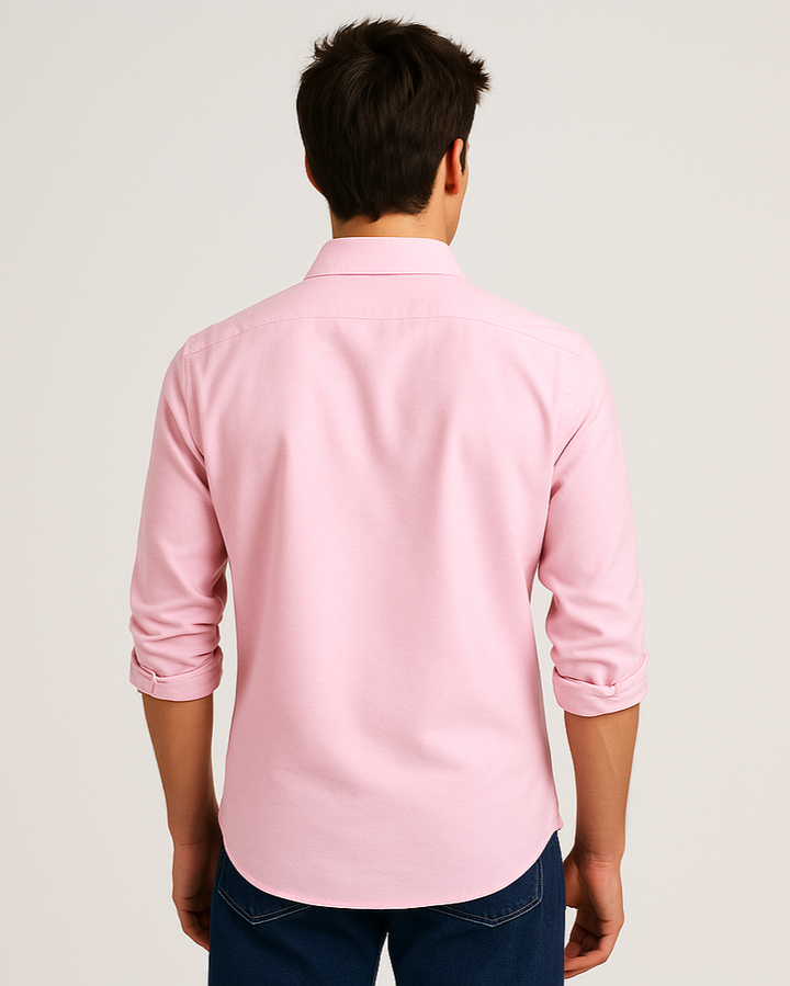 Solid Cotton Shirt in Pink