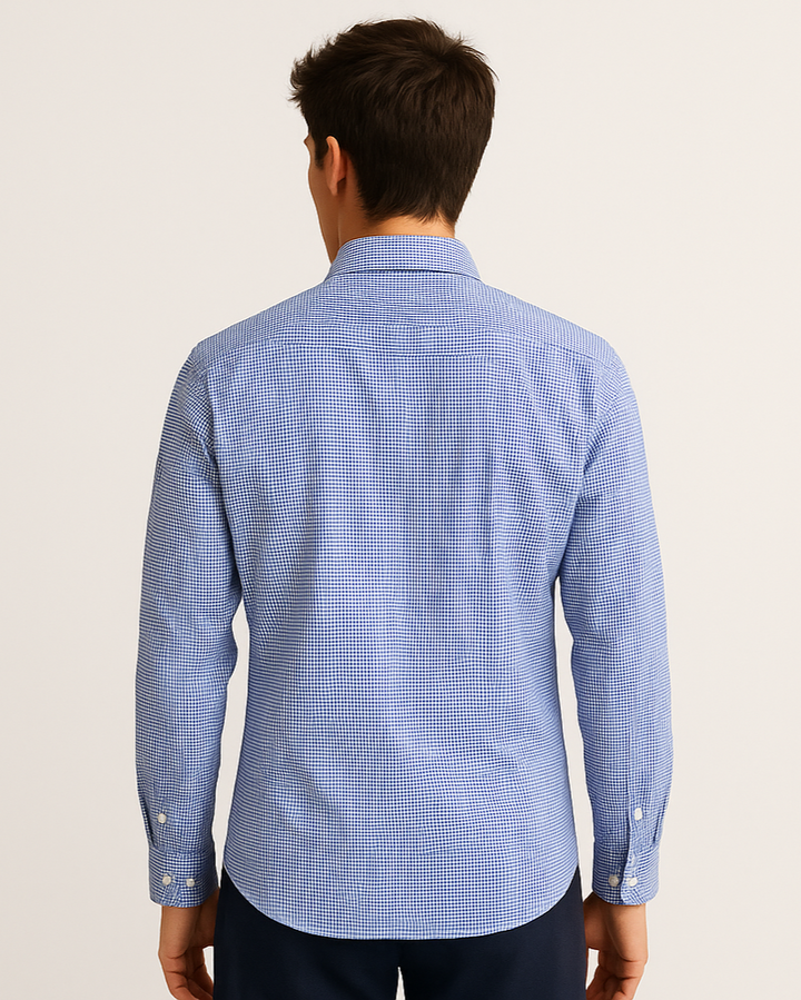 Micro Check Shirt in Navy
