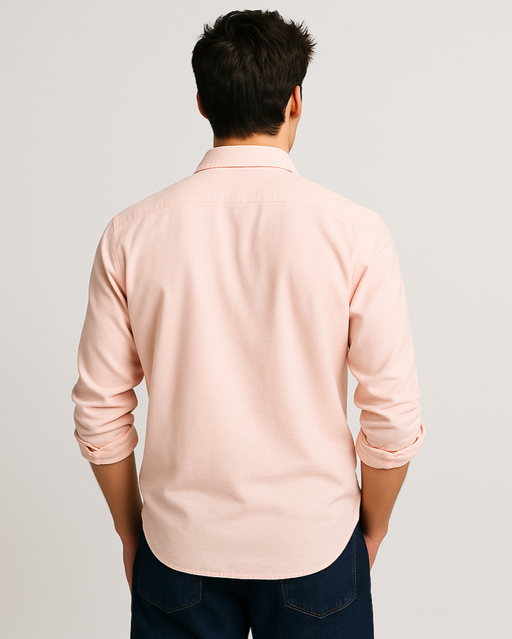 Solid Cotton Shirt in Peach