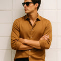Giza Satin Shirt. in Gold
