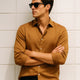 Giza Satin Shirt. in Gold