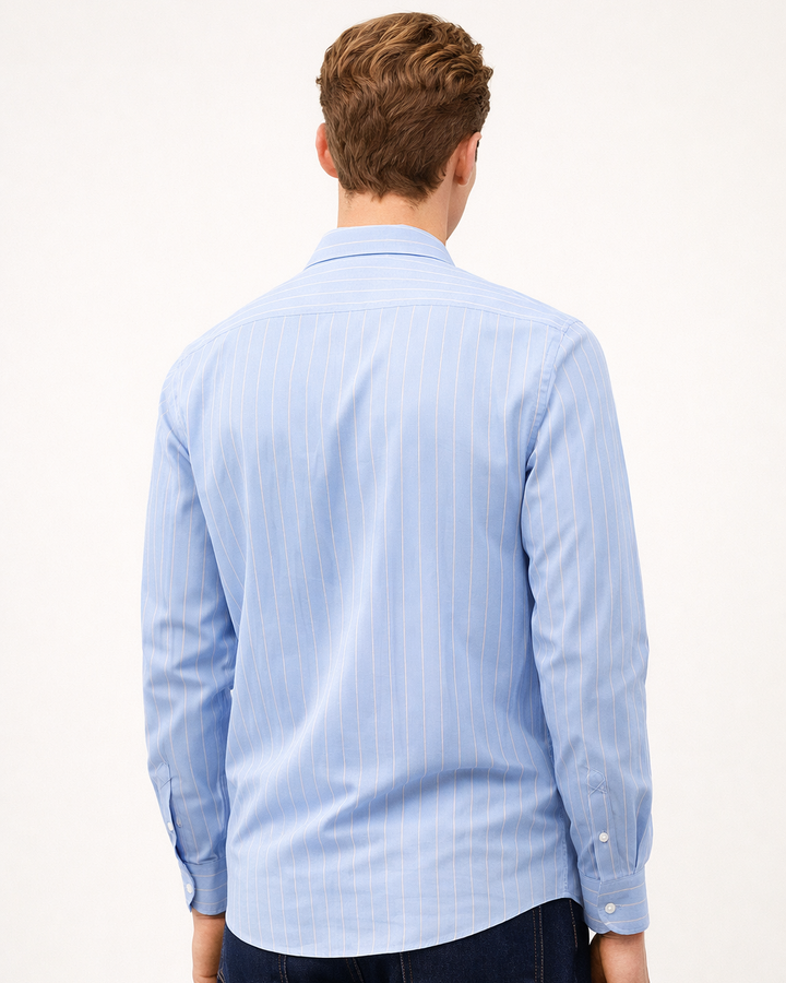 Marine Stripe Shirt in Sky Blue