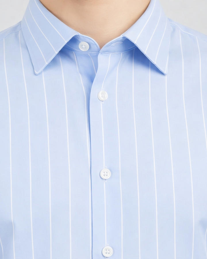 Marine Stripe Shirt in Sky Blue